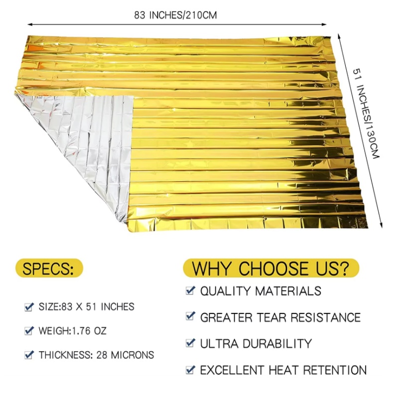 Goud-zilveren Mylar thermische - Survival Blanket Reflective recensie en prijs